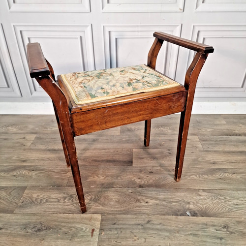 Antique piano stool mahogany - piano,