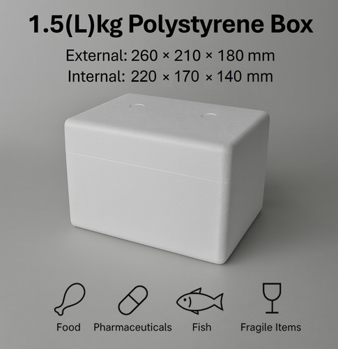 5kg polystyrene boxes - 1.5(l)kg, –