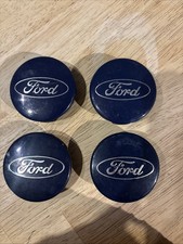 (51) Set Of 4 Genuine Used Ford Alloy Wheel Centre Caps 54mm Blue