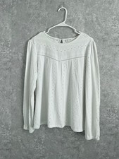 FAT FACE LADIES EMBROIDERED WHITE COTTON TOP SIZE 16