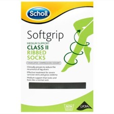 Scholl Softgrip Class 2 Support Socks Ribbed Socks Black M, L, XL