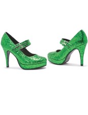 Green glitter platform shoes Fancy Dress Wicked Poison Ivy Witch Halloween 