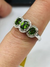TJC silver and high quality peridots ring UK size P new with tag
