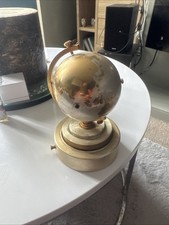 Vintage Japan Windmill World Globe Mechanical Alarm Clock  With Spinning Base Mu