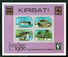 Kiribati 1980 London 80 Stamp Exhibition MNH mini sheet M.S. 116