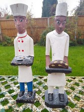 A Vintage African Solid Wooden Carved Painted Figure. 11 " High. Price for Each