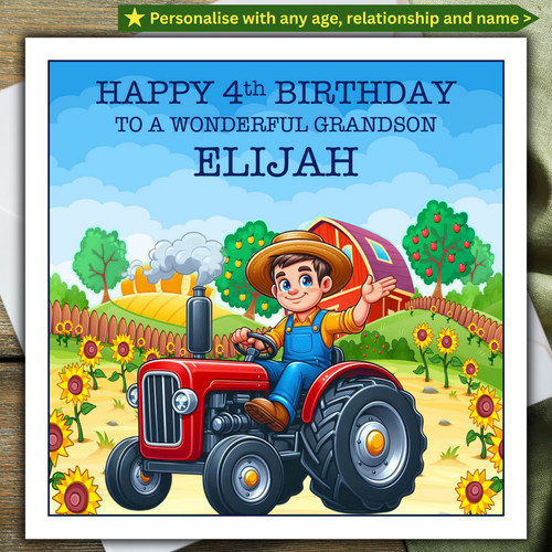 Personalised tractor birthday - personalised,