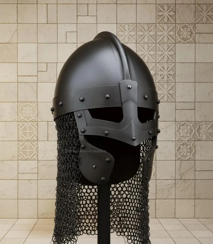 Black viking spangenhelm - black,