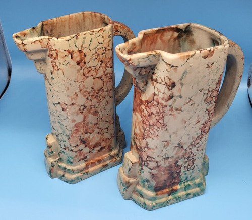 Pair antique spongeware art - antique,