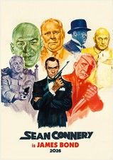 2026 Wall Calendar (12pg) JAMES BOND Vintage Sean Connery Spy Movie Poster 1524
