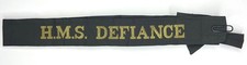 Vintage HMS Defiance Cap Tally