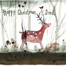 Alex Clark  glitter Christmas card  Dad Stag