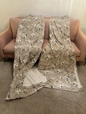 Dunelm Magnolia Pencil Pleat Curtains Taupe/Blue/Green 229x229cm/90x90” 