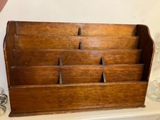 Vintage Oak Wooden Office Desktop Letter Rack Stationery Holder Post Office