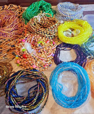 3 x African Glass Waist Beads,One Size For All  Elastic string( RANDOM COLOURS).