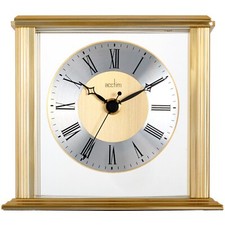 Acctim Hamilton Mantel Clock Quartz Brushed Metal & Glass Floating Effect
