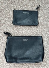 Osprey London black soft leather makeup bag clutch & money card purse £100 