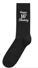 Personalised custom designed Mens/Ladies Milestone birthday gift Black Socks.