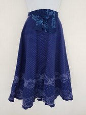 Vintage Skirt Floral Blue Size 10 Gypsy Cotton Retro Landhaus Dirndl Peasant