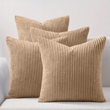 Pack of 4 Stripe Velvet Cushion Covers Decorative 18 x 18 Square Cushions Throw