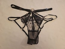 Honey Birdette Black Madeline Backless Overt Briefs Size Large New Without Tags