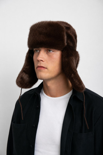 Men brown mink full fur - mink,