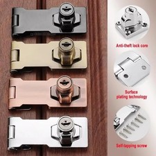 Heavy-Duty Locking Hasp And Staple With Keys Padlock Cupboard Shed Garage Lock