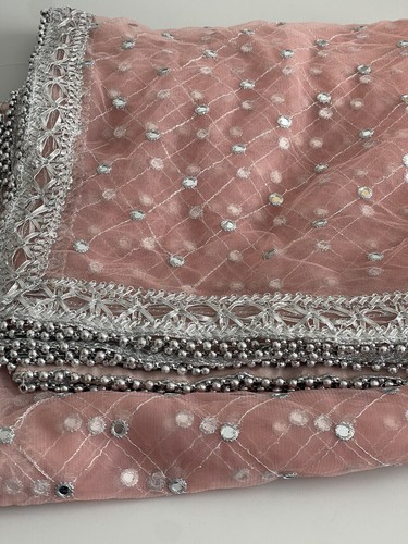 Salmon pink dupatta chunni - pink,