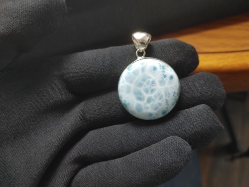 Larimar circle pendant - circle, pendant-