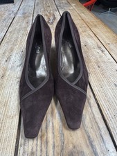 NEW Elegant GILARDINI FIRENZE Italian Dark Brown Suede Court SHOES Mid Heel 39 6