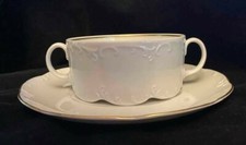 ROSENTHAL CLASSIC ROSE MONBIJOU WHITE CREAM SOUP BOWL & SAUCER EXC. CONDITION