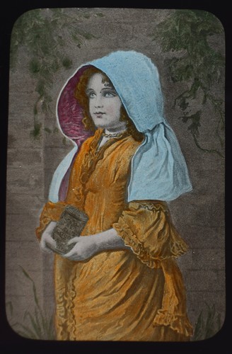 Victorian girl with tin - with,