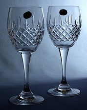 BOHEMIA CRYSTAL - YORK DESIGN - LOT OF 2 x WINE GLASSES (210ml)  18.8cm / 7 3/8"