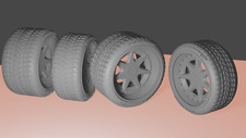 1/24 Custom Ford rs7 wheels tires brake discs for diorama/diecast UNPAINTED 