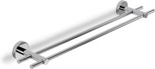 Croydex Double Towel Rail Flexi-Fix Britannia Brass and Stainless Steel Silver