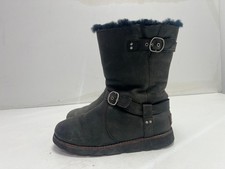 Women's Black Leather Mid Calf