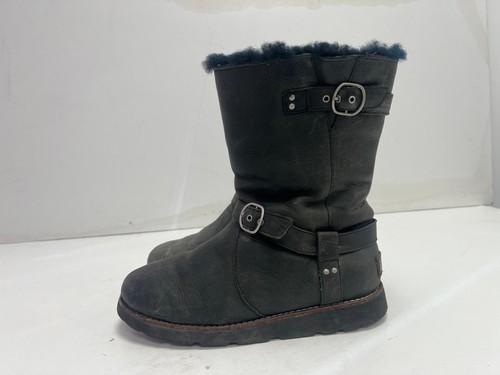 Ugg women black leather mid - ugg,
