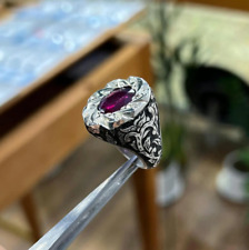 Handmade Ruby Ring Natural Ruby 3 Carats 925 Sterling Silver Yaqoot Ring For Men