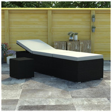 Sun Lounger Black PE Rattan