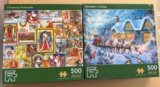 2 x 500 Piece Corner Piece Christmas Jigsaw Puzzles - Both Complete.