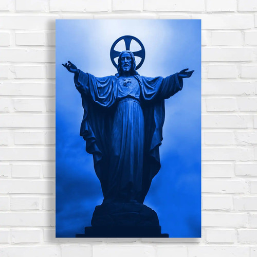 Crucifixion christ statue - statue, blue