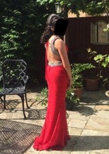 Pia Michi Lace Embellished Low back Prom Dress size 8 in red used