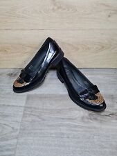 M&S Footglove Shoes Moccasins Leather Animal Leopard Print UK 4.5 Wider Fit GC 