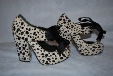Topshop Unique Ponyskin Leather Black White Shoes Platform Heels UK6 39 BNWOB
