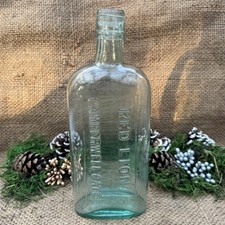 Antique Pub Flask Glass Bottle