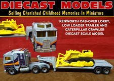 1981 KENWORTH CAB-OVER, LOW-BED TRAILER & CAT. AMERICAN RIG 1:90 SCALE DIECAST