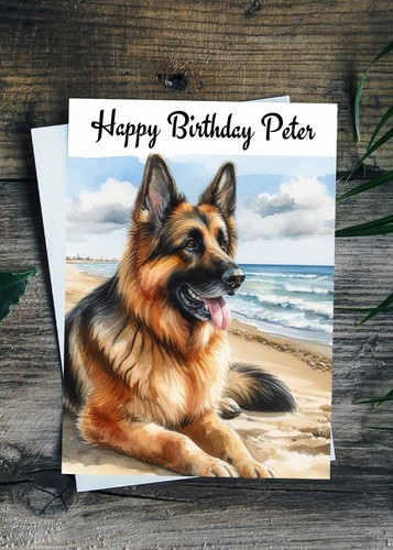 German shepherd birthday - birthday, card