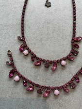 MIKEY COSTUME JEWELLERY PINK DIAMANTÉ NECKLACE & BRACELET - STUNNING!!! BARGAIN!