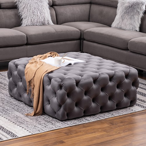 Square chesterfield footstool - chesterfield,