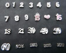Age Numerals Numbers for Floating Memory Lockets  Birthday Anniversary  